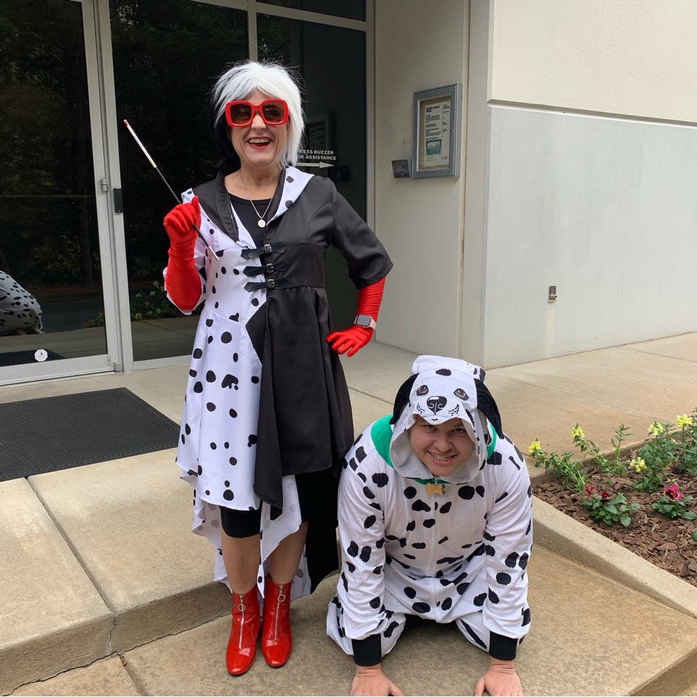 Cruella Deville and dalmation costume.